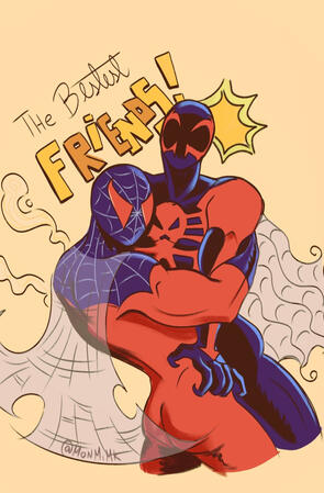 The bestest friends! Spider-Man 2099 and Flipside Half body flat color!